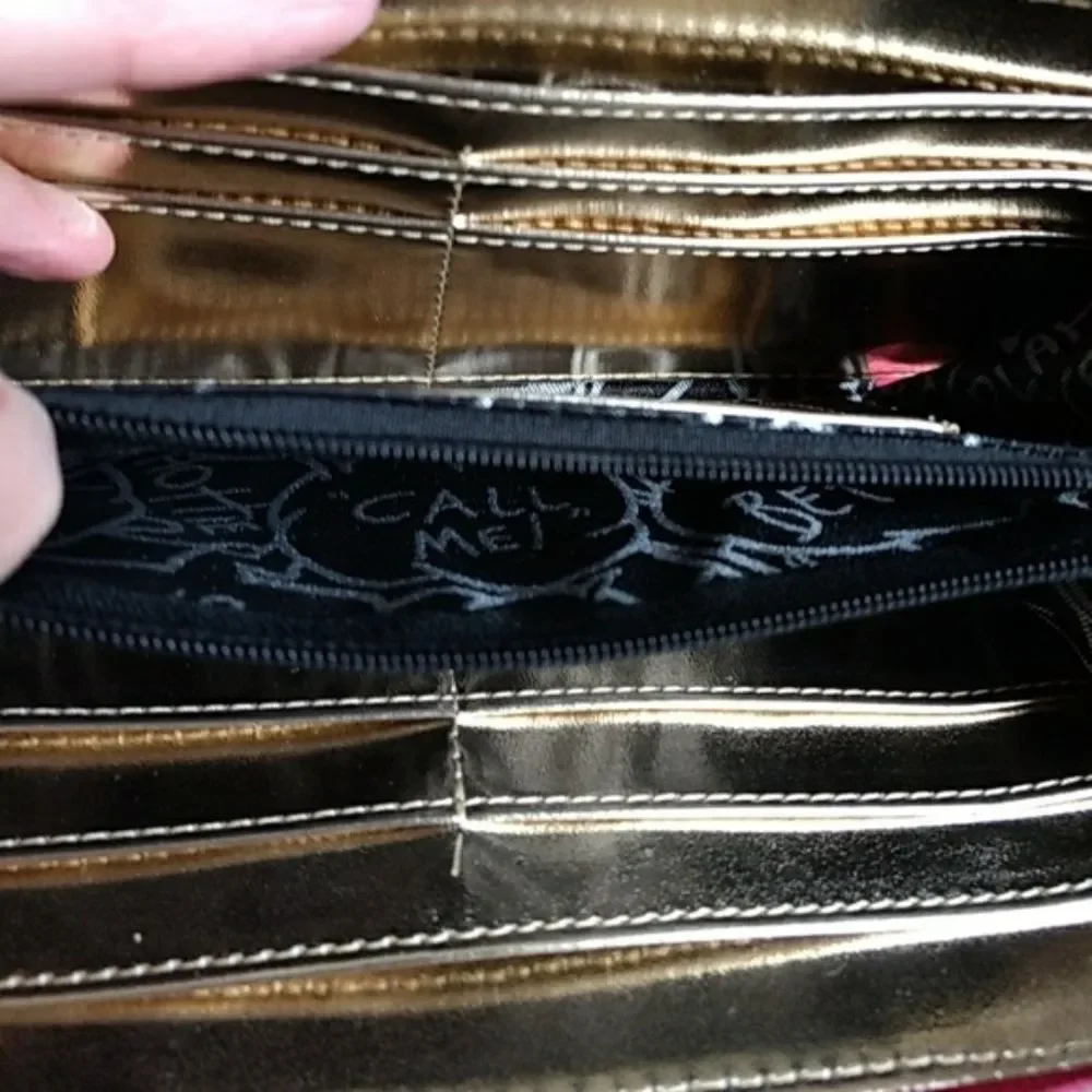 Betsey Johnson black wallet w hearts